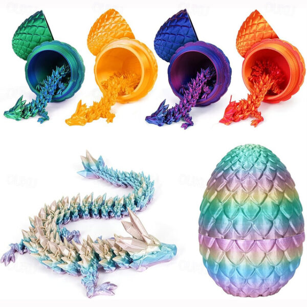 Easter 3D Printed Dragon Egg, Mystery Crystal Dragon Egg Fidget Toys Surprise, Easter Eggs Articulated Crystal Dragon Eggs with Dragon Inside 2025 - U