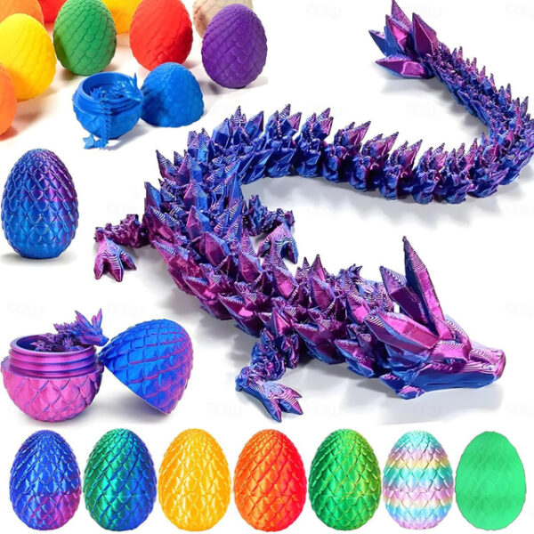 Easter 3D Printed Dragon Egg, Mystery Crystal Dragon Egg Fidget Toys Surprise, Easter Eggs Articulated Crystal Dragon Eggs with Dragon Inside 2025 - U