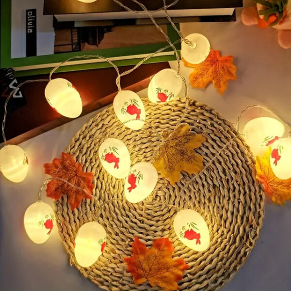 Easter Egg String Lights 1.5m 10LEDs Egg Rabbit Chicks LED Fairy String Lights Battery Powered for Easter Yard Party Indoor Outdoor Home Decorations 2