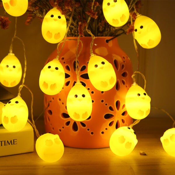 Easter Egg String Lights 1.5m 10LEDs Egg Rabbit Chicks LED Fairy String Lights Battery Powered for Easter Yard Party Indoor Outdoor Home Decorations 2