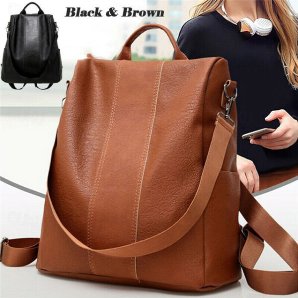 Elegant Faux Leather Backpack with Convertible Straps – Stylish and Versatile Bag in Black and Brown for Work, School, or Travel 2025 - US $16.99