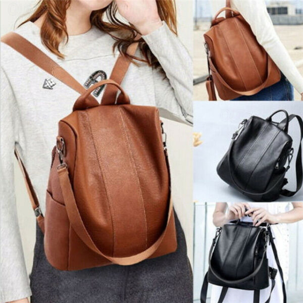 Elegant Faux Leather Backpack with Convertible Straps – Stylish and Versatile Bag in Black and Brown for Work, School, or Travel 2025 - US $16.99