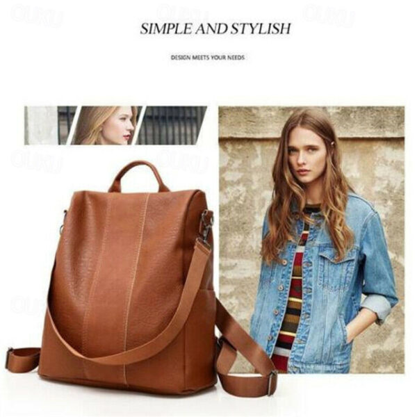 Elegant Faux Leather Backpack with Convertible Straps – Stylish and Versatile Bag in Black and Brown for Work, School, or Travel 2025 - US $16.99