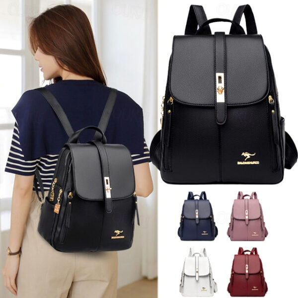 Elegant PU Leather Backpack for School and Travel - Stylish and Durable with Multiple Color Options, Perfect for Students, Back to School 2025 - US $3