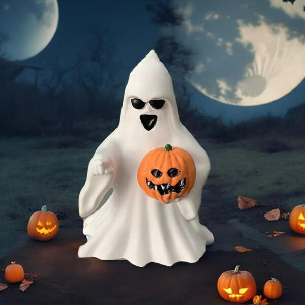 Halloween Cute Ghost Figurine - Middle Finger Spooky Resin Ghost Statue, Cute Ghost Decor for Halloween Decorations, Porch and Indoor Spooky Home Deco