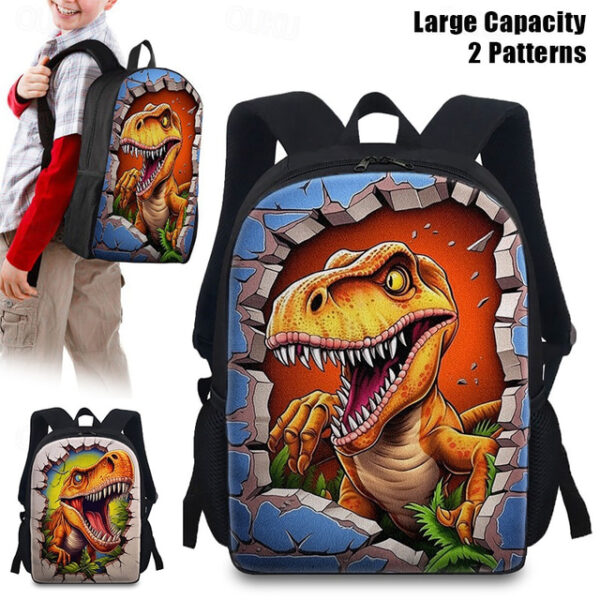 Large Capacity Dinosaur Animal Print Backpack for Kids - Fun and Durable School Bag with Adjustable Straps, Available in Two Patterns 2025 - US $22.99