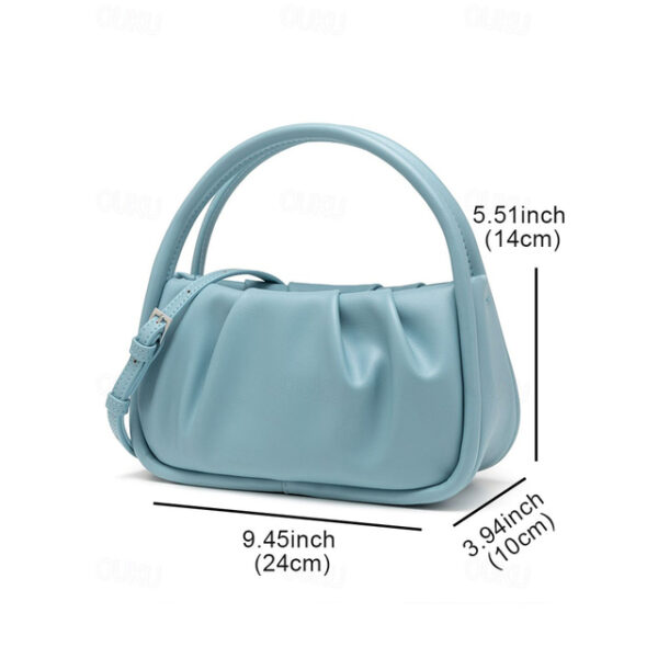 Light Blue Faux Leather Handbag with Ruched Design and Top Handle – Stylish Purse for Women, Ideal for Casual Outings and Everyday Use 2025 - US $32.9