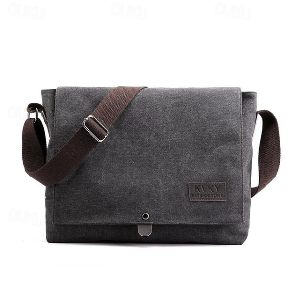 Men's Brown Canvas Messenger Bag with Adjustable Shoulder Strap and Minimalist Design - Durable and Stylish for Work or Casual Use 2025 - US $27.99