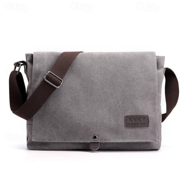 Men's Brown Canvas Messenger Bag with Adjustable Shoulder Strap and Minimalist Design - Durable and Stylish for Work or Casual Use 2025 - US $27.99