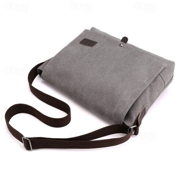 Men's Brown Canvas Messenger Bag with Adjustable Shoulder Strap and Minimalist Design - Durable and Stylish for Work or Casual Use 2025 - US $27.99