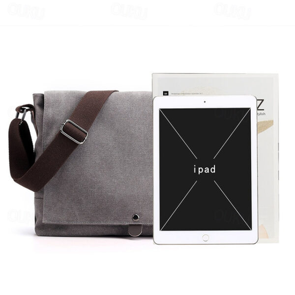 Men's Brown Canvas Messenger Bag with Adjustable Shoulder Strap and Minimalist Design - Durable and Stylish for Work or Casual Use 2025 - US $27.99