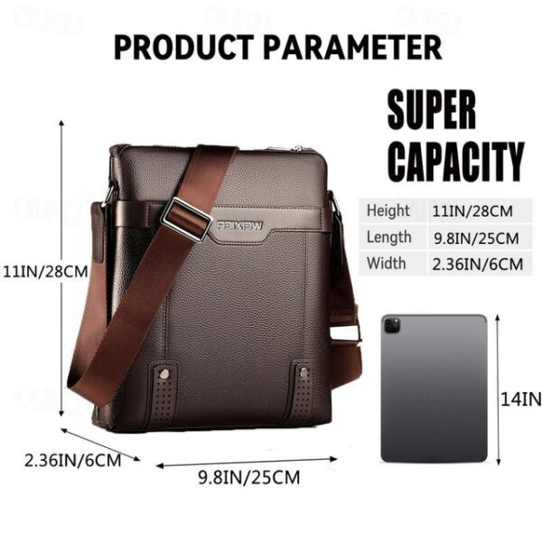 Men's Crossbody Bag Shoulder Bag PU Leather Messenger Bag Outdoor Daily Adjustable Solid Color Black Brown Business Bag 2025 - US $22.99