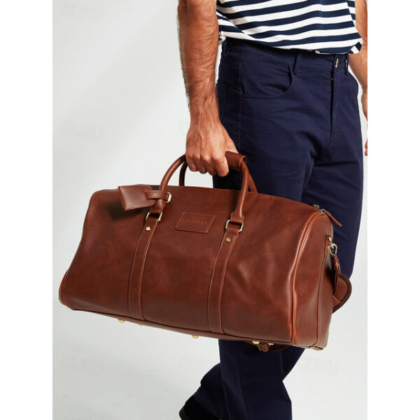 Men's Versatile Leather Weekender Bag with Integrated Shoe Compartment and Gadget Storage - Perfect for Travel and Daily Use 2025 - US $67.99