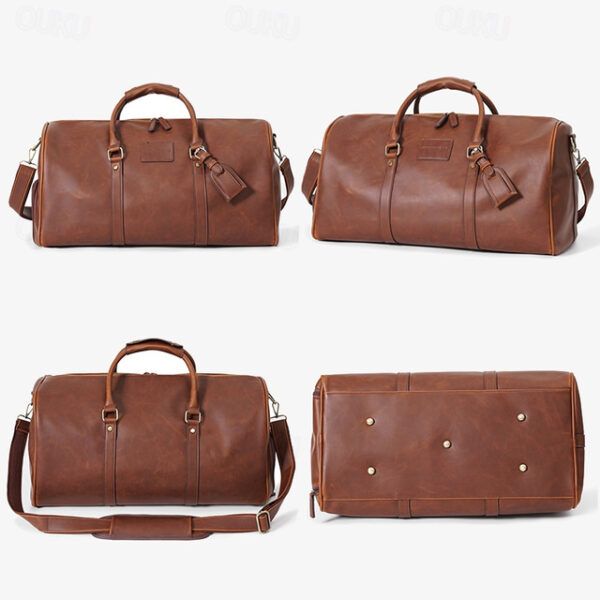 Men's Versatile Leather Weekender Bag with Integrated Shoe Compartment and Gadget Storage - Perfect for Travel and Daily Use 2025 - US $67.99