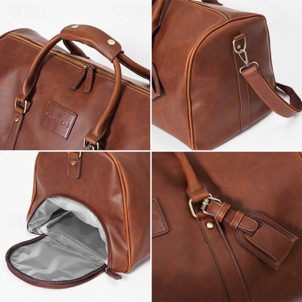 Men's Versatile Leather Weekender Bag with Integrated Shoe Compartment and Gadget Storage - Perfect for Travel and Daily Use 2025 - US $67.99