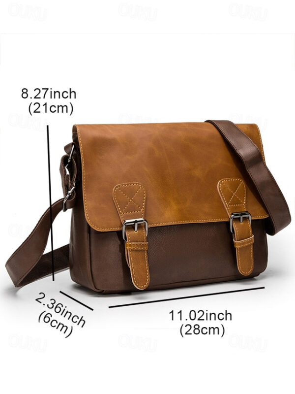 Men's Vintage Faux Leather Messenger Bag with Adjustable Strap – Durable Two-Tone Design for Work and Casual Use 2025 - US $32.99