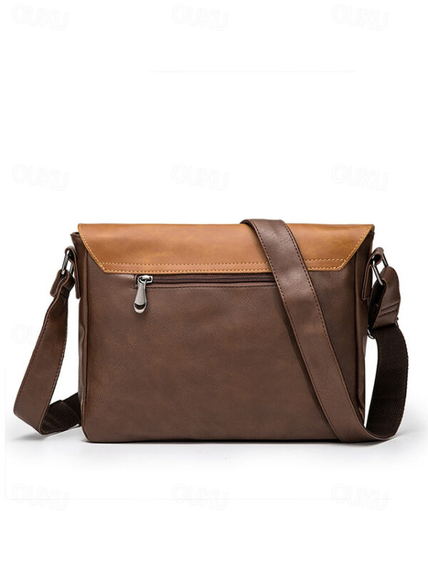 Men's Vintage Faux Leather Messenger Bag with Adjustable Strap – Durable Two-Tone Design for Work and Casual Use 2025 - US $32.99