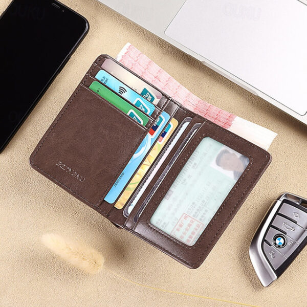 Men's Wallet Credit Card Holder Wallet Leather Outdoor Shopping Daily Large Capacity Waterproof Lightweight Solid Color Black (oil wax first layer cow