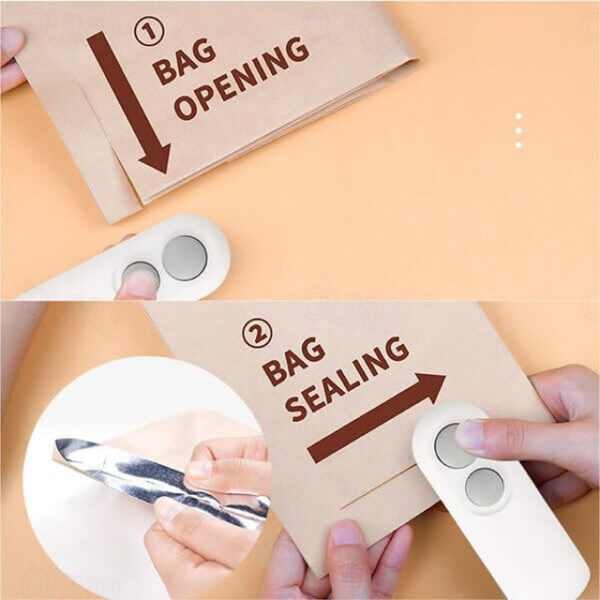 Mini Bag Sealer, Handheld Heat Sealer for Plastic Bags, Portable Snack Sealing Machine for Home Kitchen, Easy Hand Press Seal & Reseal, Food Storage S