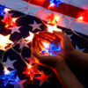 Patriotic 10ft 20LED Star String Lights Decor Independence Day, Fourth of July LED Star Fairy Lights with Remote Control Red White Blue 8 Modes Batte