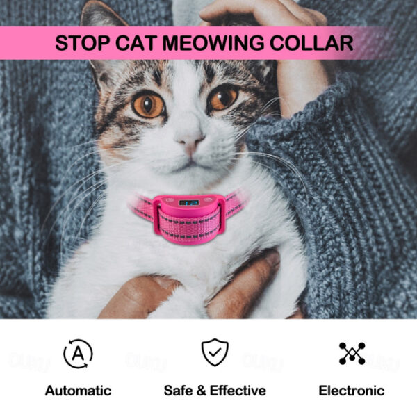 Pink Cat Stop Barkfor Cats Prevent Meowing 5 Levels of Progressive Training - Safe & Reflective 2024 - US $27.99