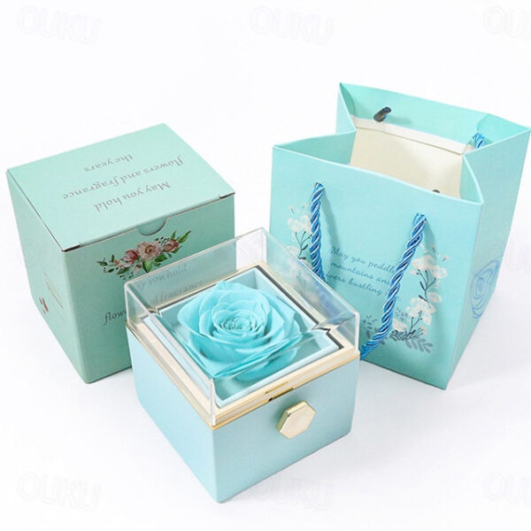Real Eternal Rose Rotating Gift Box Set Romantic Eternal Flower | Birthday, Mothers Day, Gifts for Women, Valentine's Day Gift 2025 - US $21.99