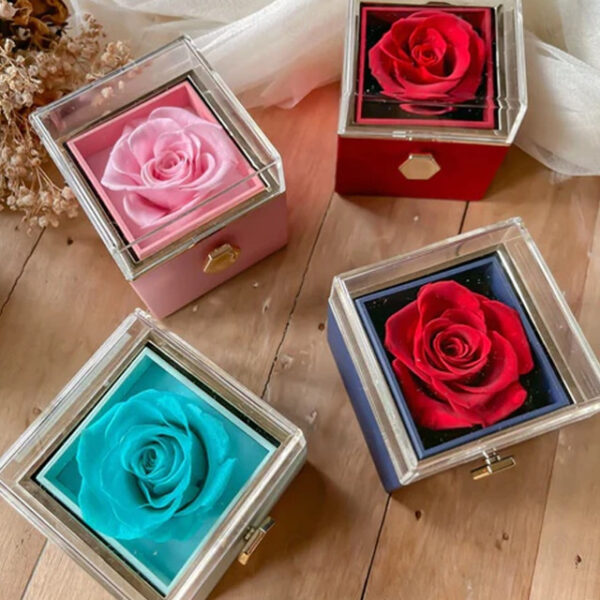 Real Eternal Rose Rotating Gift Box Set Romantic Eternal Flower | Birthday, Mothers Day, Gifts for Women, Valentine's Day Gift 2025 - US $22.99