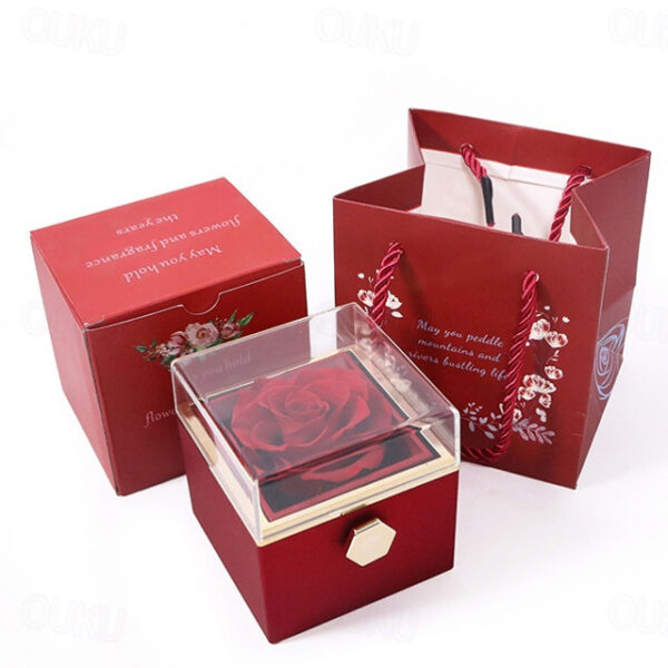 Real Eternal Rose Rotating Gift Box Set Romantic Eternal Flower | Birthday, Mothers Day, Gifts for Women, Valentine's Day Gift 2025 - US $22.99