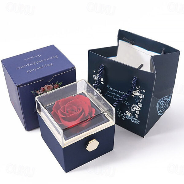 Real Eternal Rose Rotating Gift Box Set Romantic Eternal Flower | Birthday, Mothers Day, Gifts for Women, Valentine's Day Gift 2025 - US $22.99