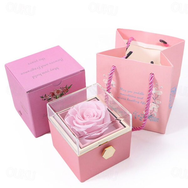 Real Eternal Rose Rotating Gift Box Set Romantic Eternal Flower | Birthday, Mothers Day, Gifts for Women, Valentine's Day Gift 2025 - US $22.99