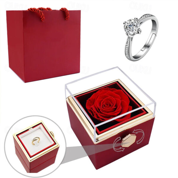 Real Eternal Rose Rotating Gift Box Set Romantic Eternal Flower | Birthday, Mothers Day, Gifts for Women, Valentine's Day Gift 2025 - US $22.99