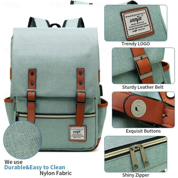 Vintage 16 inch Laptop Backpack Women Canvas Bags Men canvas Travel Leisure Backpacks Retro Casual Bag School Bags For Teenagers, Back to School Gift