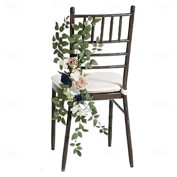 Wedding Aisle Decorations for Ceremony, Church Chair Flowers with Artificial Roses, Eucalyptus, and Ribbons, Party Decor for Outdoor Wedding and Event