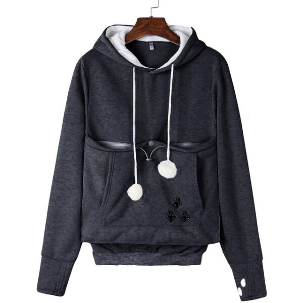 Women's Big Kangaroo Pouch Hoodies,Cute Cat Ear Carriers Pullover,Pet Cat Dog Holder Cuddle Sweatshirt Deep Blue 2024 - US $23.99