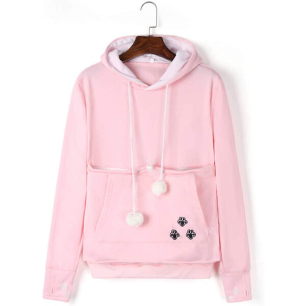 Women's Big Kangaroo Pouch Hoodies,Cute Cat Ear Carriers Pullover,Pet Cat Dog Holder Cuddle Sweatshirt Deep Blue 2024 - US $23.99