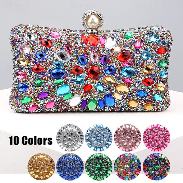 Women's Clutch Evening Bag Wristlet Clutch Bags Polyester Party Daily Bridal Shower Rhinestone Pearls Chain Large Capacity Lightweight Durable Solid C