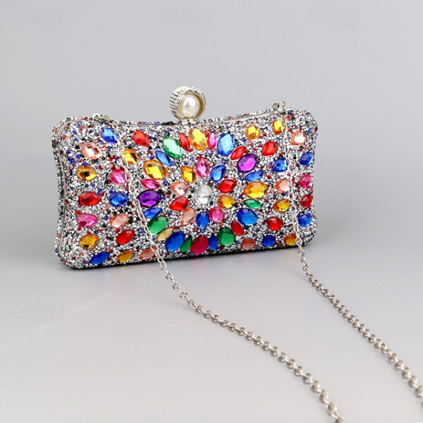 Women's Clutch Evening Bag Wristlet Clutch Bags Polyester Party Daily Bridal Shower Rhinestone Pearls Chain Large Capacity Lightweight Durable Solid C