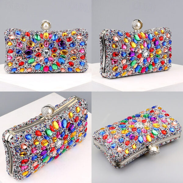 Women's Clutch Evening Bag Wristlet Clutch Bags Polyester Party Daily Bridal Shower Rhinestone Pearls Chain Large Capacity Lightweight Durable Solid C