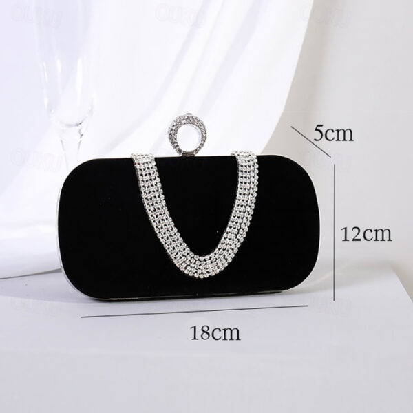 Women's Clutch Evening Bag Wristlet Clutch Bags Velvet Party Valentine's Day Bridal Shower Rhinestone Crystals Chain Large Capacity Lightweight Durabl