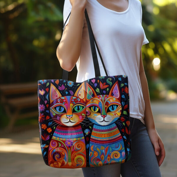 Women's Colorful Cat Art Tote Bag - Vibrant and Stylish Eco-Friendly Shoulder Bag for Everyday Use 2025 - US $16.99