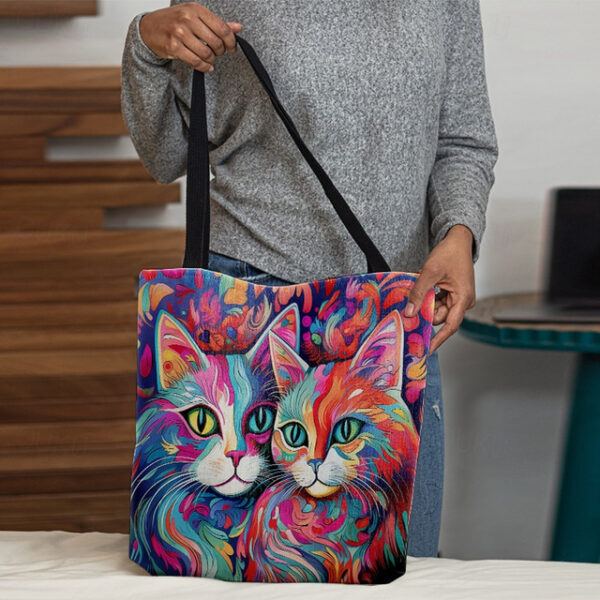 Women's Colorful Cat Art Tote Bag - Vibrant and Stylish Eco-Friendly Shoulder Bag for Everyday Use 2025 - US $16.99