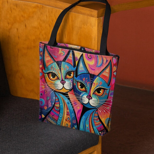 Women's Colorful Cat Art Tote Bag - Vibrant and Stylish Eco-Friendly Shoulder Bag for Everyday Use 2025 - US $16.99