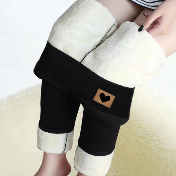 Women's Fleece Pants Pants Trousers Leggings Casual Lounge Full Length High Waist Patterned Elastic Waistband High Cut Thermal Warm High Elasticity Va