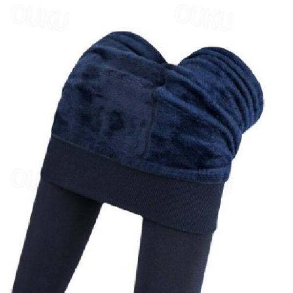 Women's Fleece Pants Tights Leggings Fashion Full Length Solid Colored Tummy Control Butt Lift Comfort Stretchy Casual Daily Black Wine Navy Blue Brow