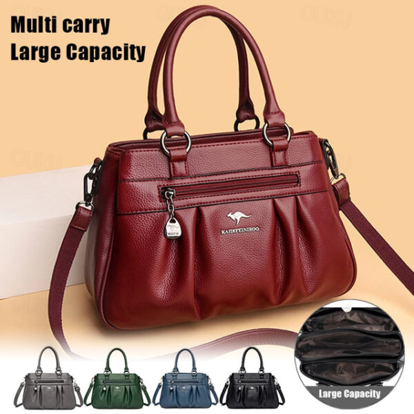 Women's Handbag Boston Bag PU Leather Daily Holiday Zipper Large Capacity Waterproof Durable Solid Color claret Black Blue 2025 - US $41.99