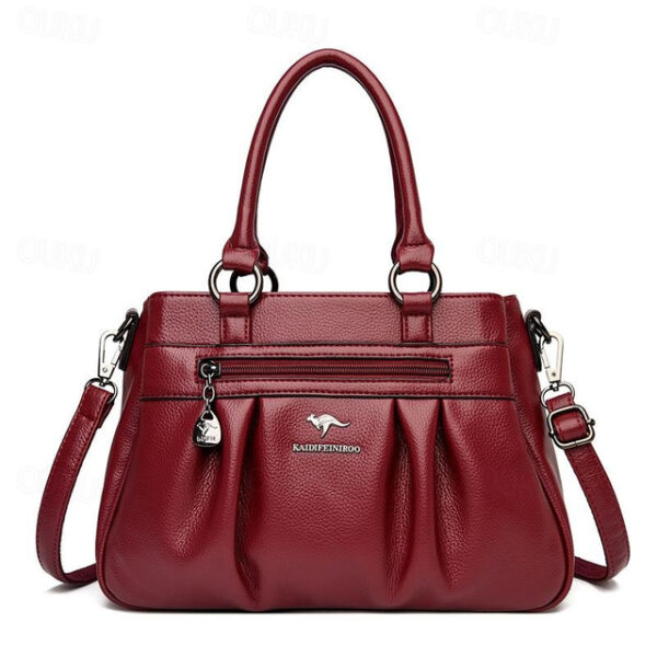 Women's Handbag Boston Bag PU Leather Daily Holiday Zipper Large Capacity Waterproof Durable Solid Color claret Black Blue 2025 - US $41.99