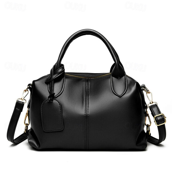 Women's Handbag Boston Bag PU Leather Daily Zipper Waterproof Solid Color Black Yellow Pink 2025 - US $27.99