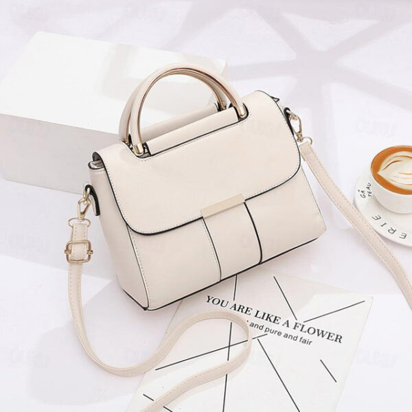 Women's Handbag Crossbody Bag Crossbody Bag Top Handle Bag PU Leather Daily Date Office & Career Solid Color Dark Khaki Rubber red milky 2025 - US $20