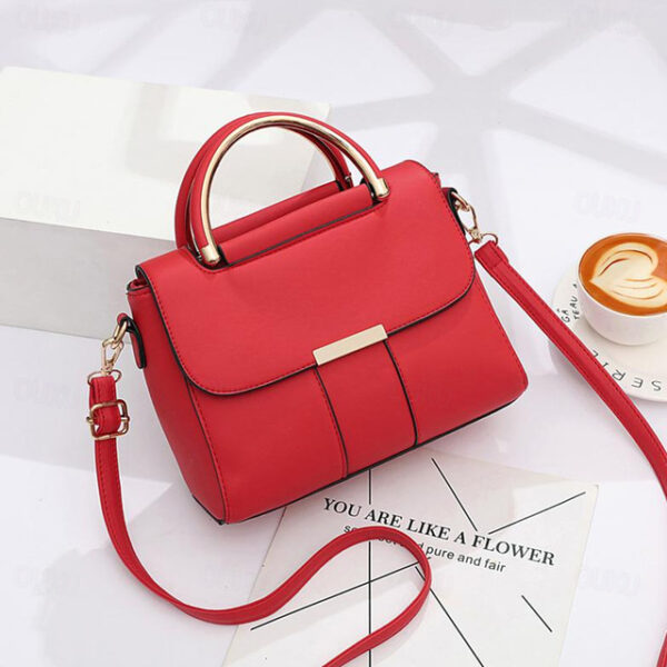 Women's Handbag Crossbody Bag Crossbody Bag Top Handle Bag PU Leather Daily Date Office & Career Solid Color Dark Khaki Rubber red milky 2025 - US $20