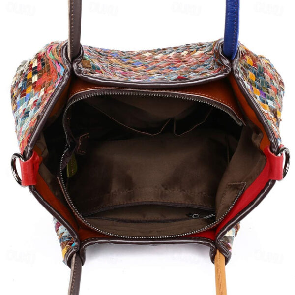 Women's Handbag Crossbody Bag Shoulder Bag Boston Bag Leather Outdoor Daily Holiday Zipper Large Capacity Durable Anti-Dust Patchwork Rainbow 2025 - U